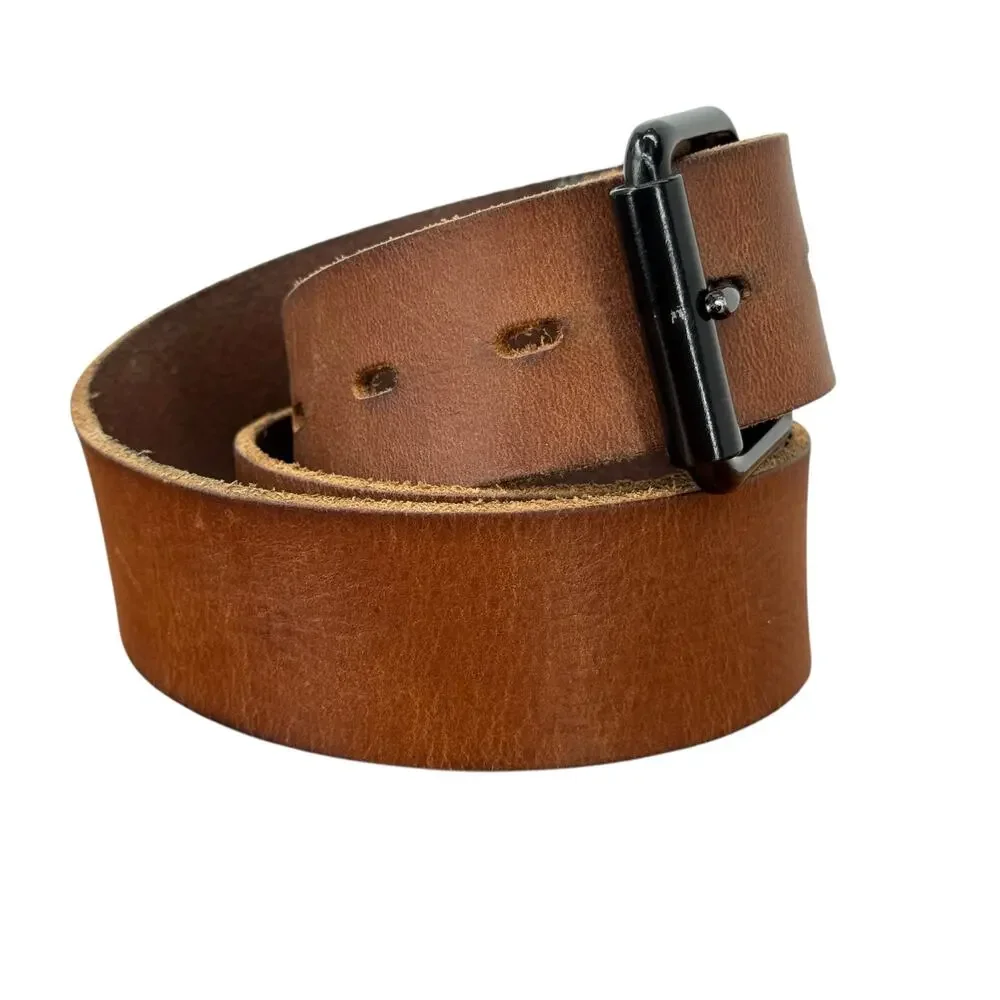 American Eagle Strap Belt Men SZ M Brown Leather Rustic Western Rugged Everyday